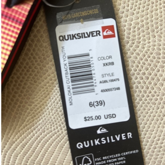 🩴🩴Quick Silver Molokai Cutback Youth Flip Flop 🩴🩴 “NWT” - Picture 6 of 6